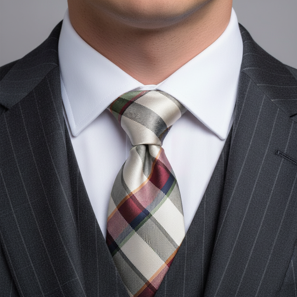 Classic Checked Slim Silk Tie