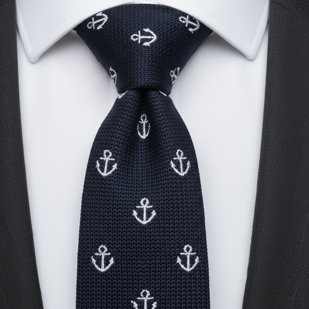 Navy Blue Nautical Knit Tie