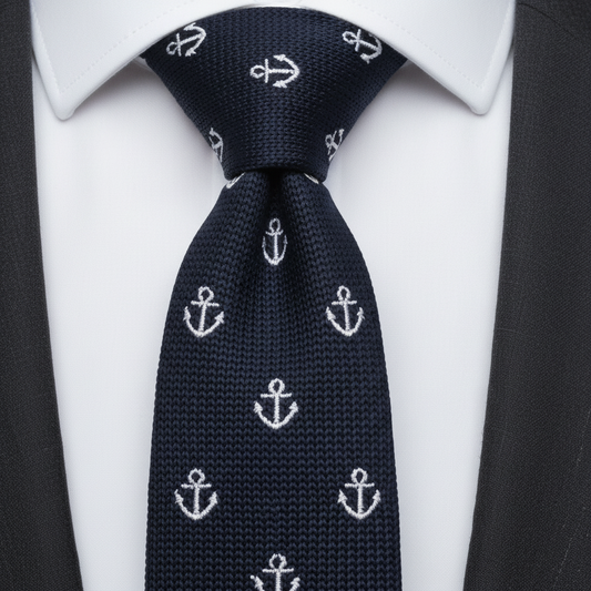 Navy Blue Nautical Knit Tie