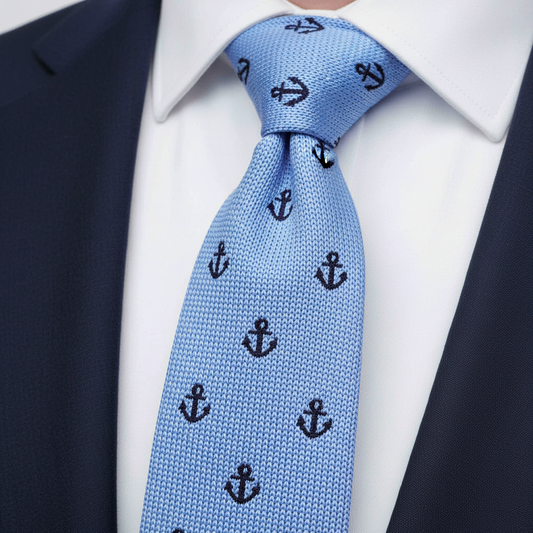 Sky Blue Anchor Knitted Tie