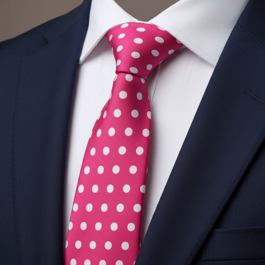 Pink and White Polka Dotted Necktie