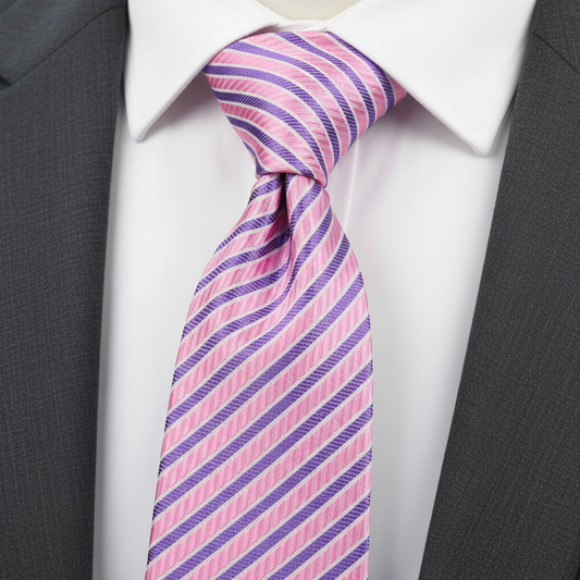 8cm Pink and Purple Stripe Tie for Men