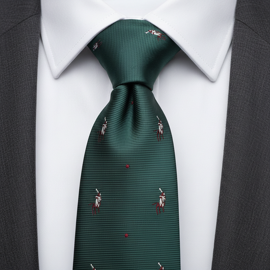 7cm Forest Green Horse Jockey Printed Tie