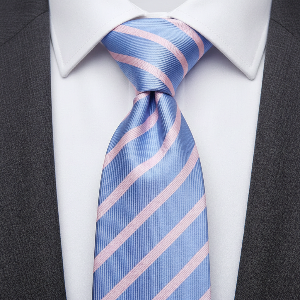 7cm Pink Light Blue Stripe Tie