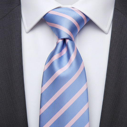 7cm Pink Light Blue Stripe Tie
