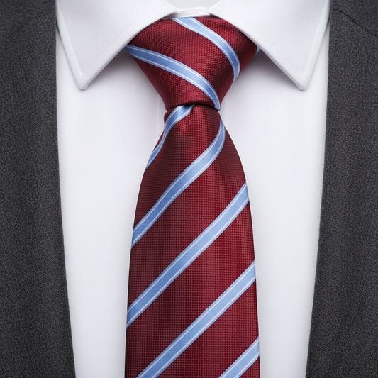 7cm Red Light Blue Stripe Tie