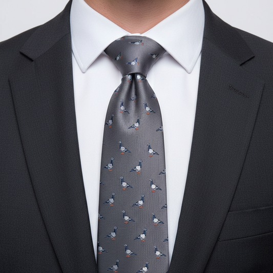 7.5cm Grey Pigeon Printed Tie