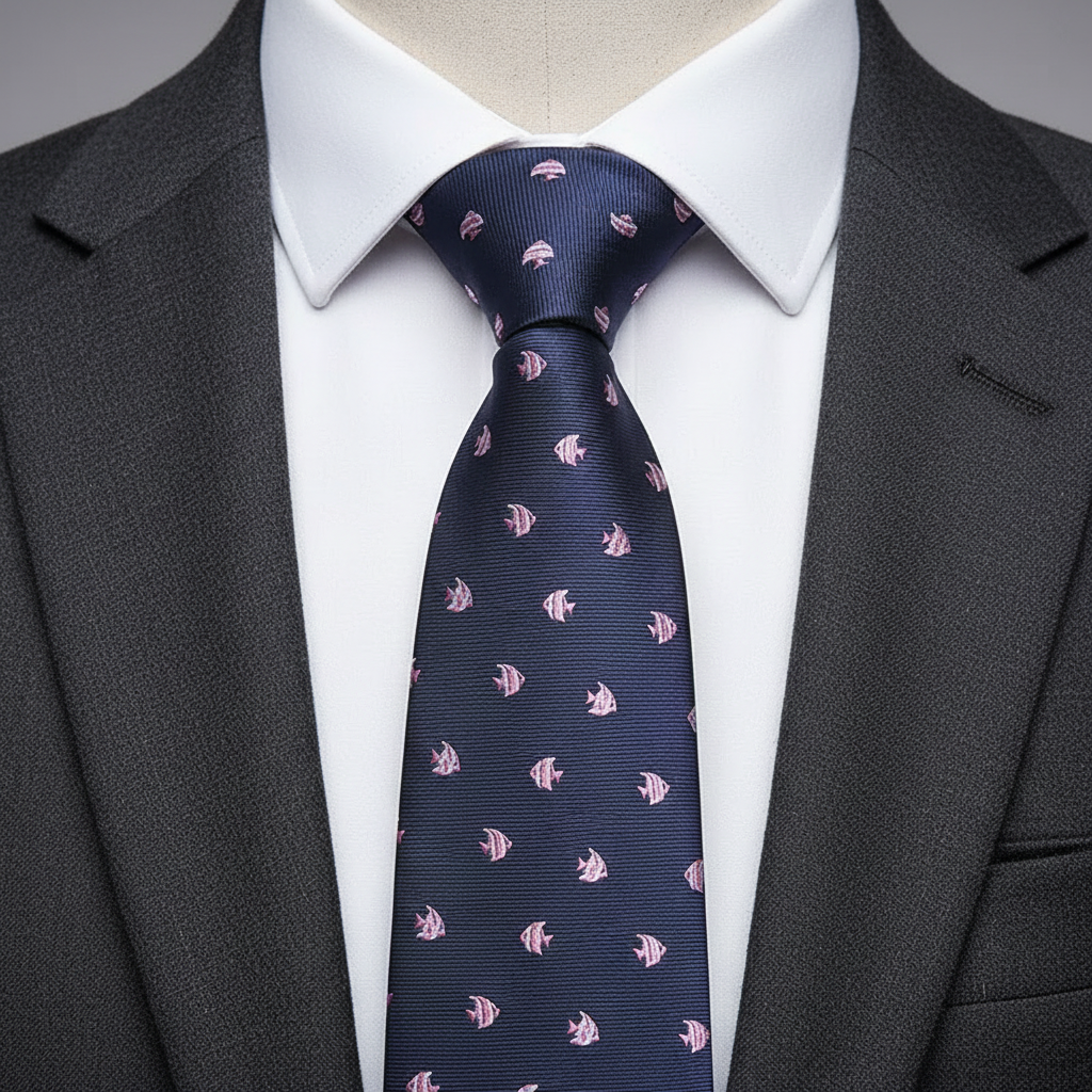 8cm Blue Pink Angel Fish Tie