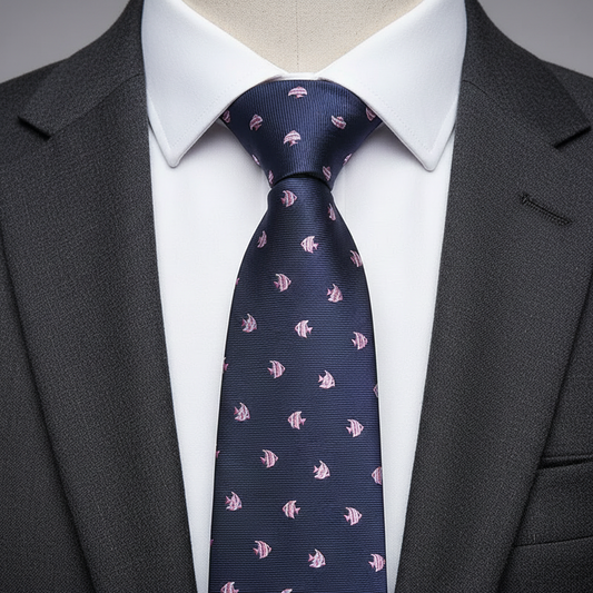 8cm Blue Pink Angel Fish Tie