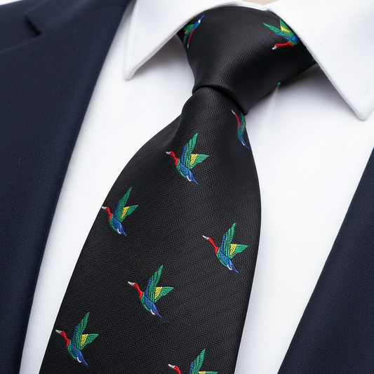 8cm Hunting Mallard Duck Black Tie