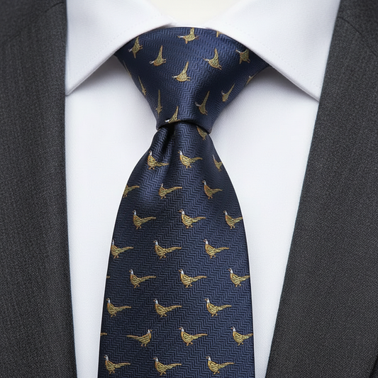 7.5cm Navy Blue Pheasant Tie