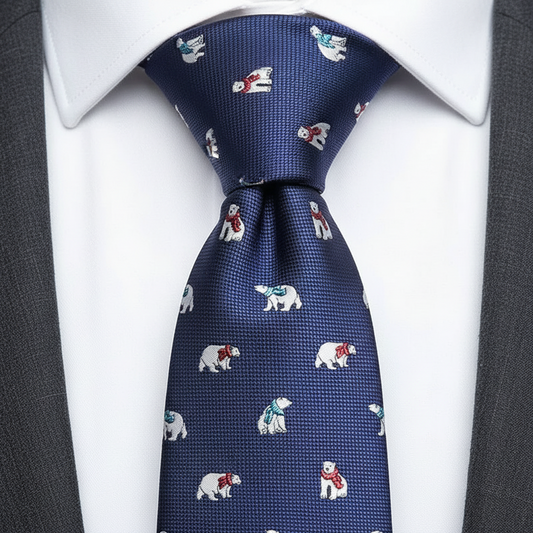 7.5cm White Polar Bear Blue Tie