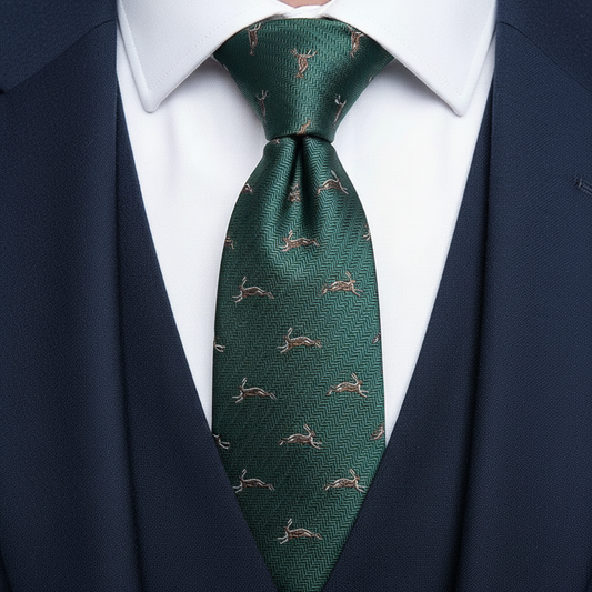 7.5cm Hunter Green Rabbit Printed Tie