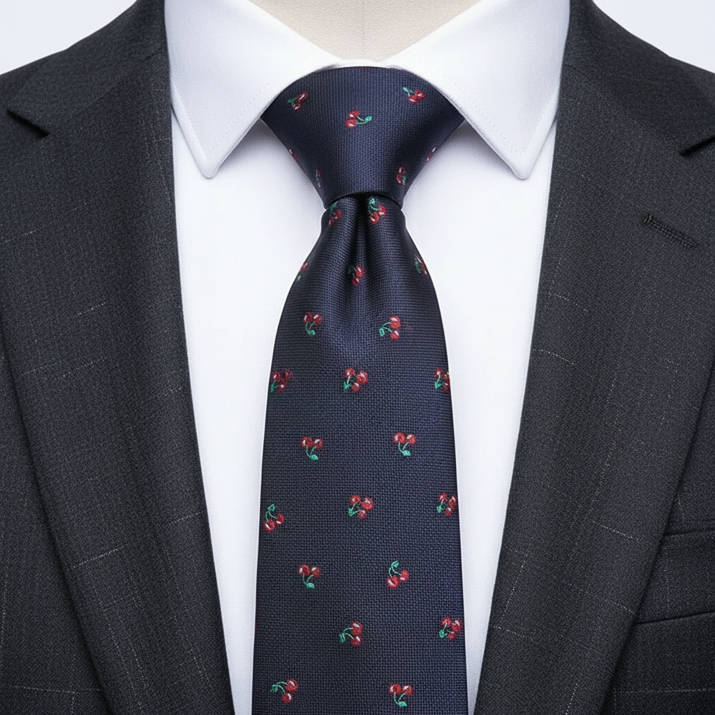7.5cm Navy Blue Cherry Tie