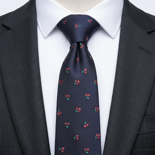 7.5cm Navy Blue Cherry Tie