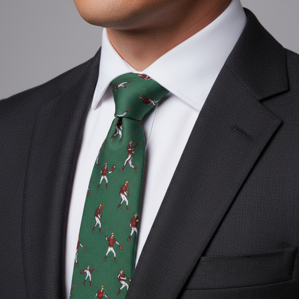 7cm Base Ball Player Green Cotton Tie
