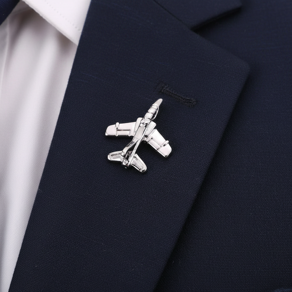 Silver Fighter Jet Lapel Pin