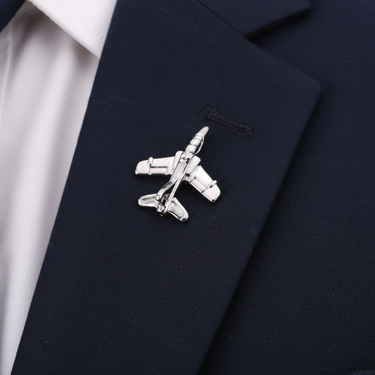 Silver Fighter Jet Lapel Pin