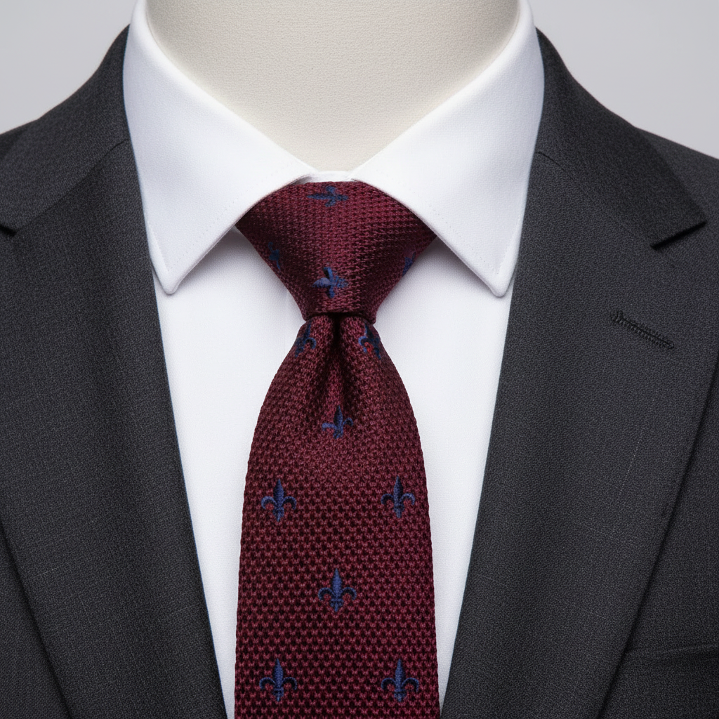 Fleur-de-lis Maroon Knitted Tie