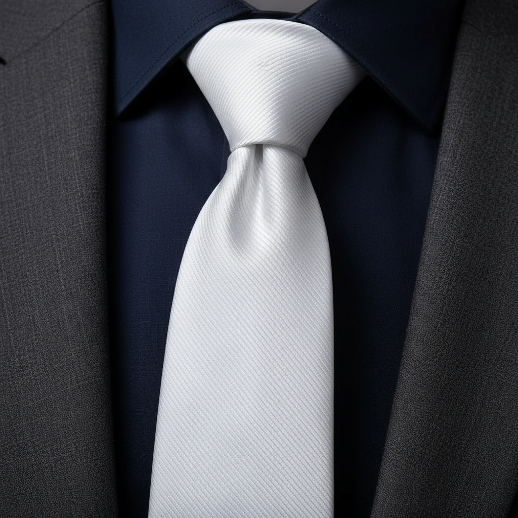 8cm Solid White Tie