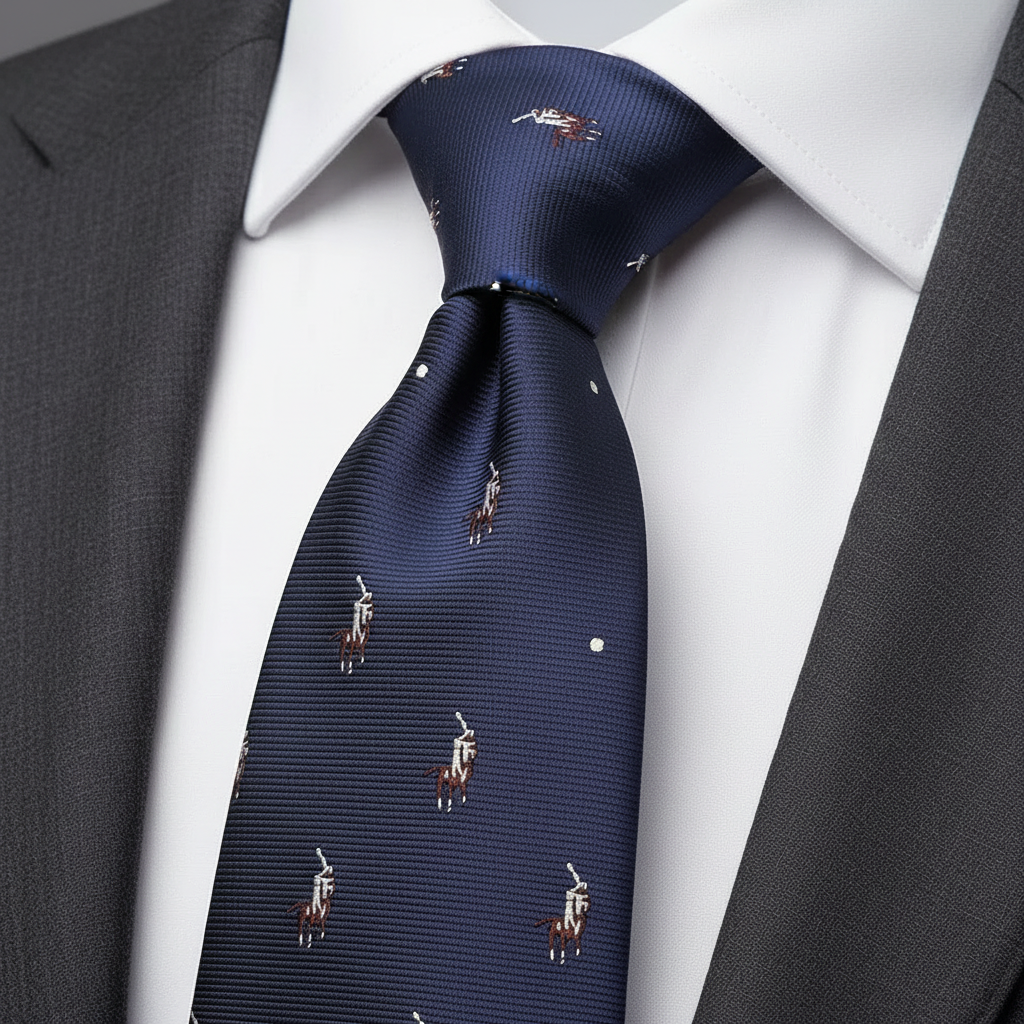 Oxford Blue Horse Jockey Printed Tie