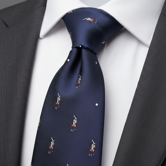 Oxford Blue Horse Jockey Printed Tie