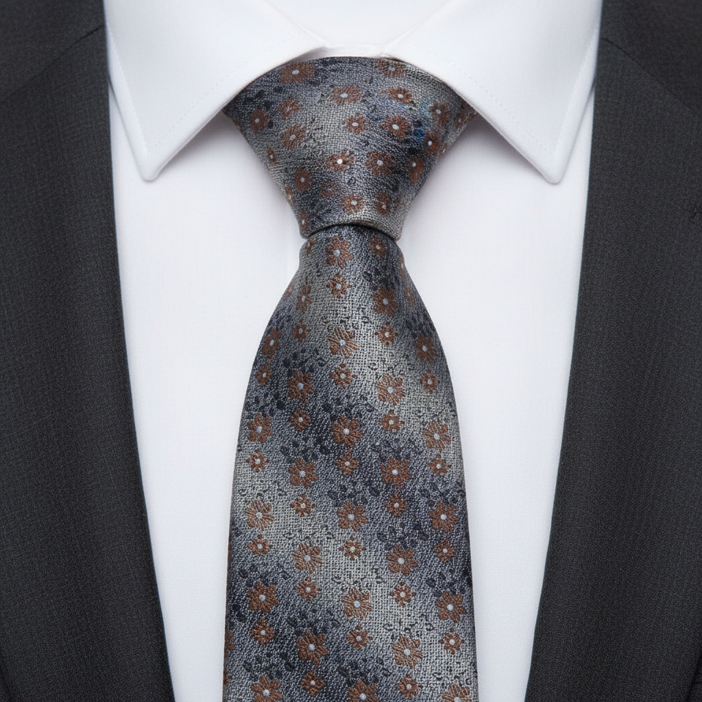 Flower Printed Wood Colour Tie