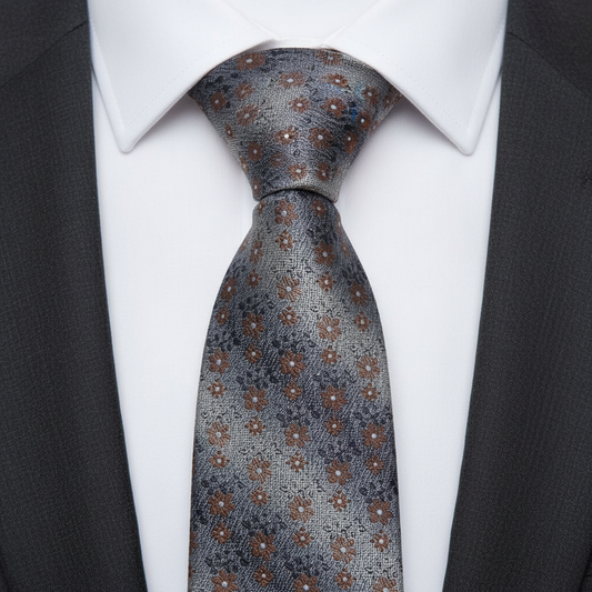 Flower Printed Wood Colour Tie
