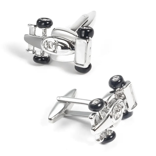 Silver Racing Car Cufflinks