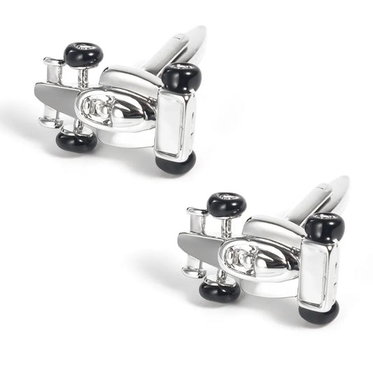 Silver Racing Car Cufflinks