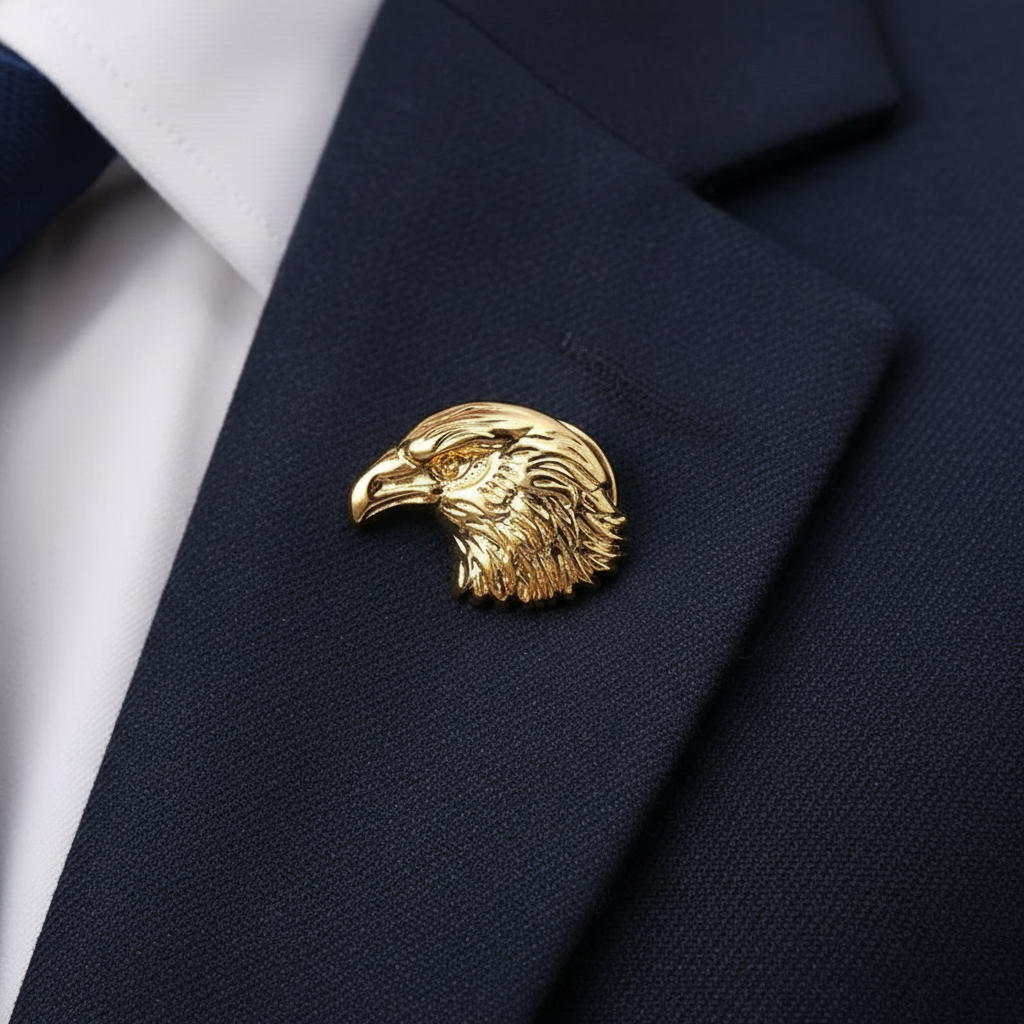 Gold Eagle Head Lapel Pin