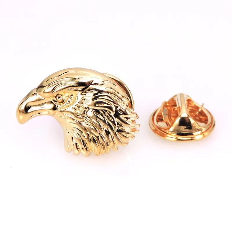 Gold Eagle Head Lapel Pin