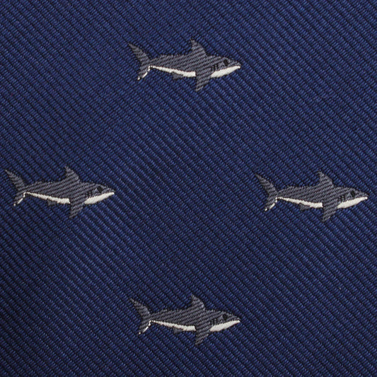 8cm Classic Navy Blue Shark  Print Tie