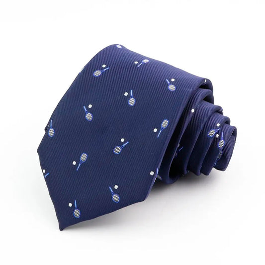 8cm Navy Tennis Racquet Print Tie