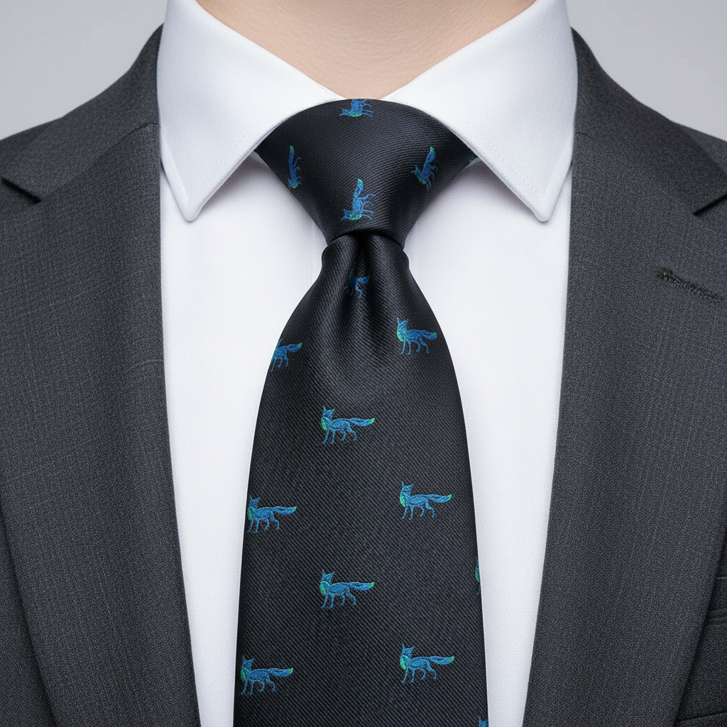 8cm Black Mr Fox Tie