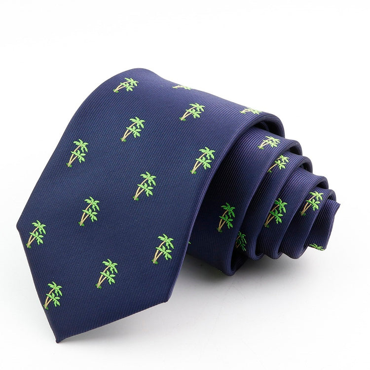 8cm Navy Woven Palm Tree Print Tie
