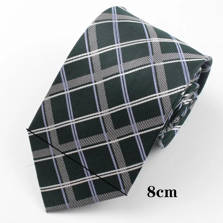 8 cm Green diagonal checkered silk tie