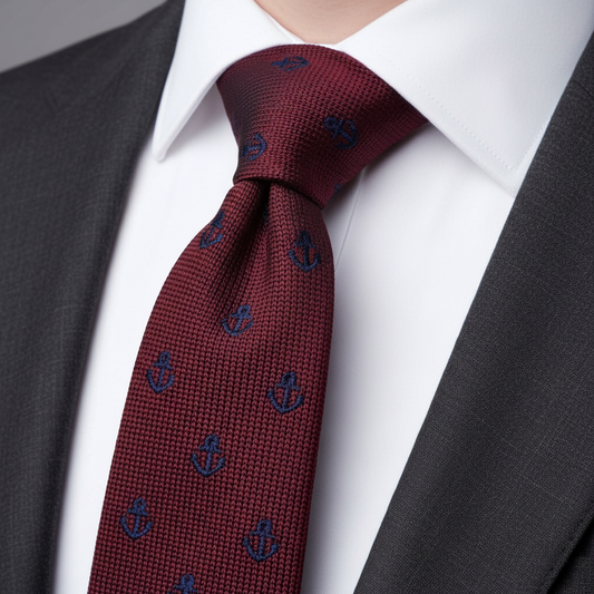 Anchor Knitted Maroon Tie