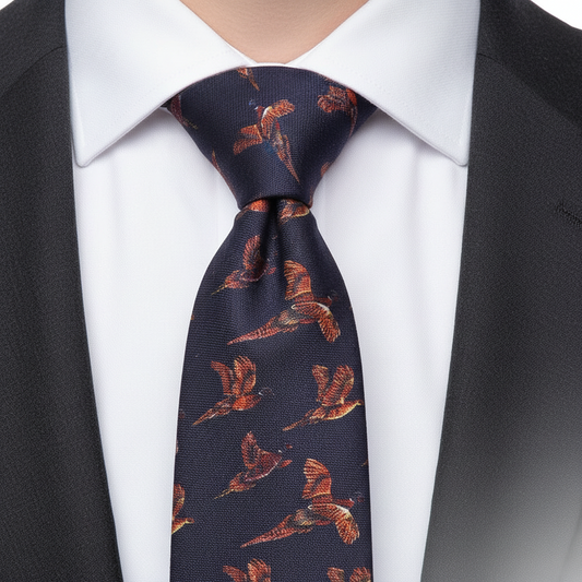 Flying Mallard Duck Blue Tie