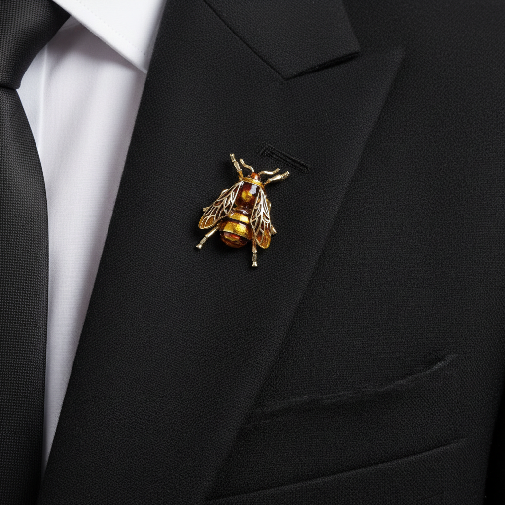 Enamel Honeybee Brooch