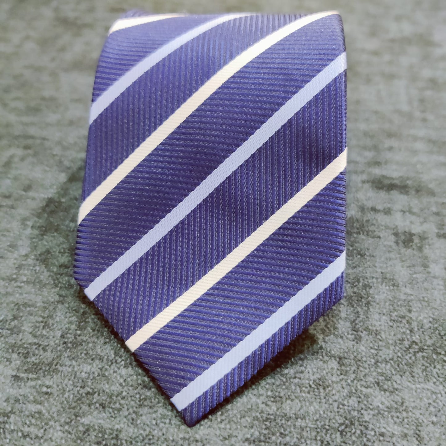 8cm Blue White Stripe Tie