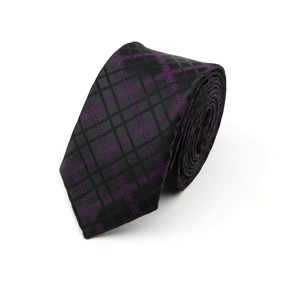 6cm Black Purple Geometric Tie-Shopwithstyle