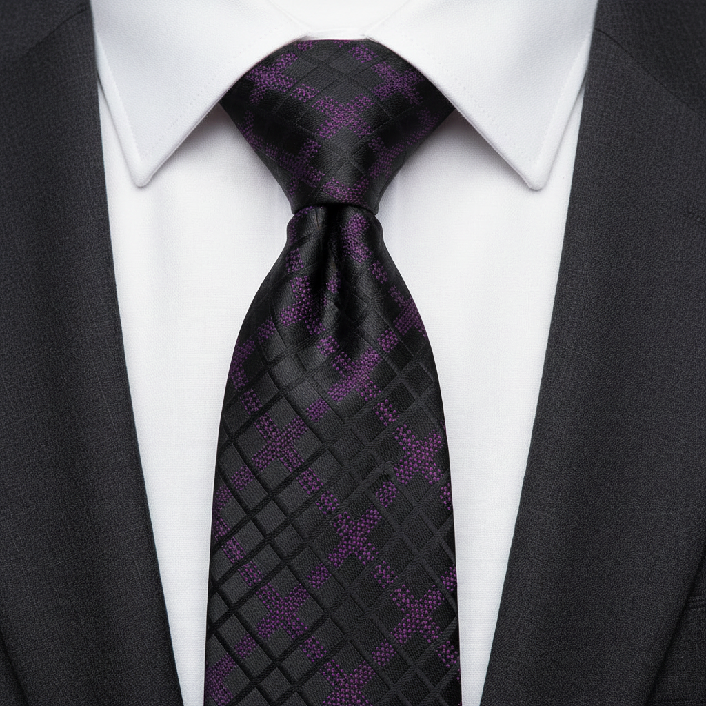 8cm Black Purple Geometric Tie
