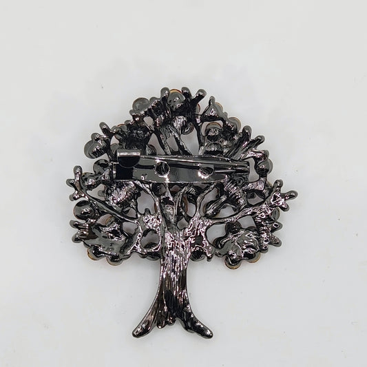 Tree of Life Red Crystal Brooch