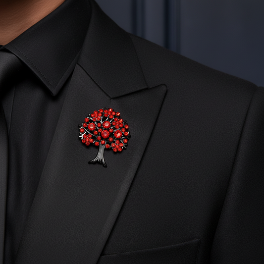 Tree of Life Red Crystal Brooch