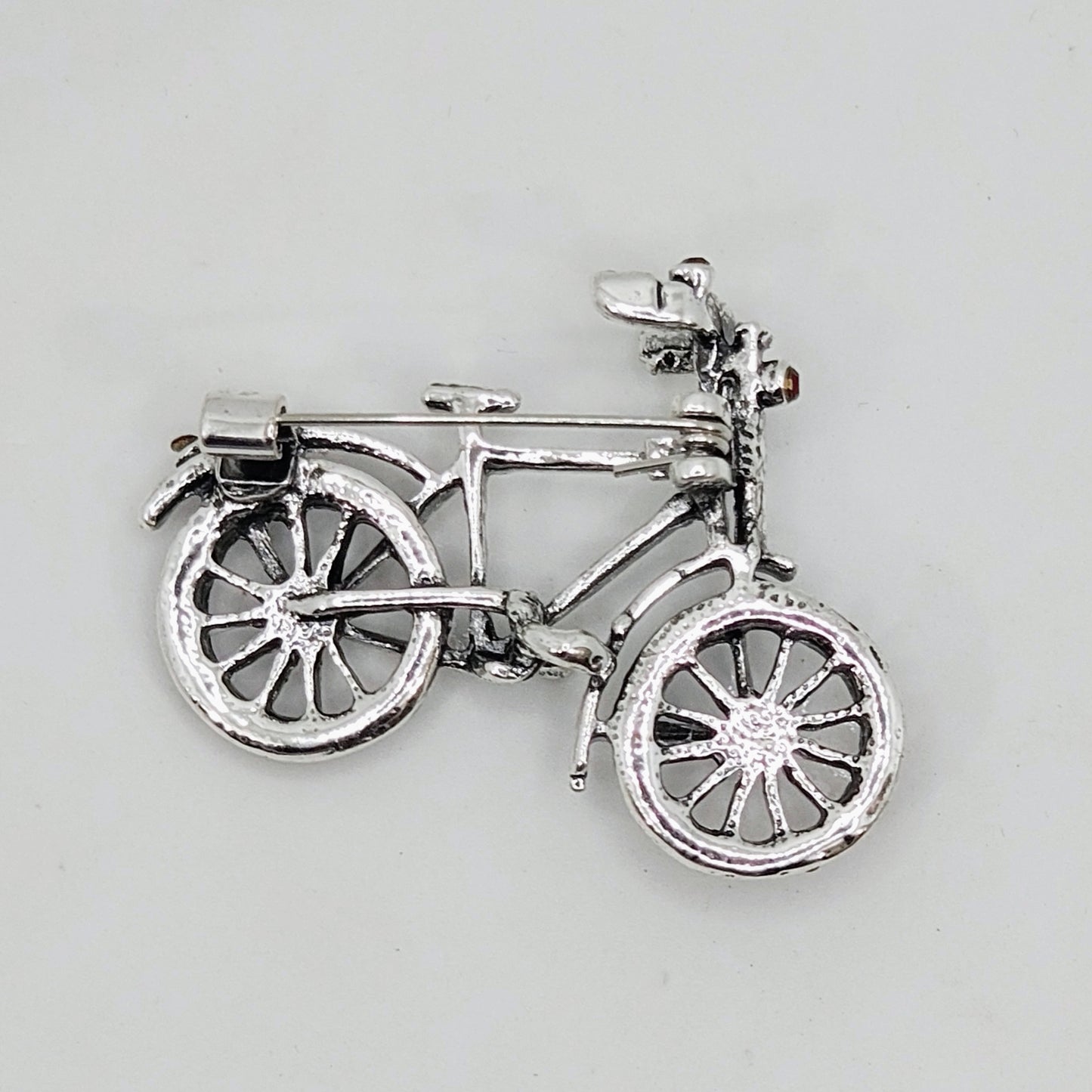 Red Crystal Bicycle Brooch