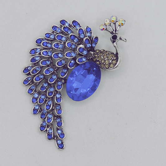Crystal Peacock Brooch