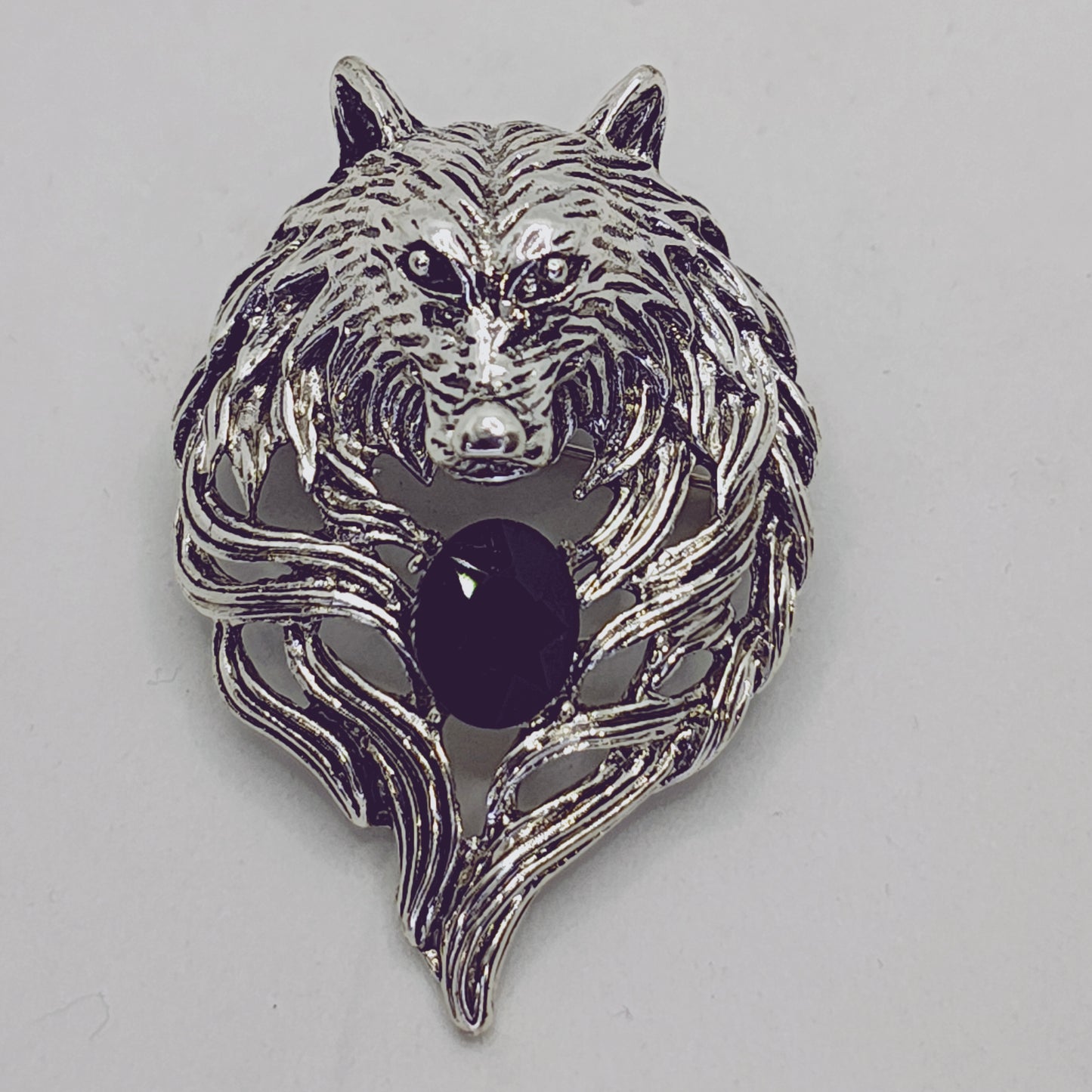 Antique Retro Wolf Cyrstal Brooch