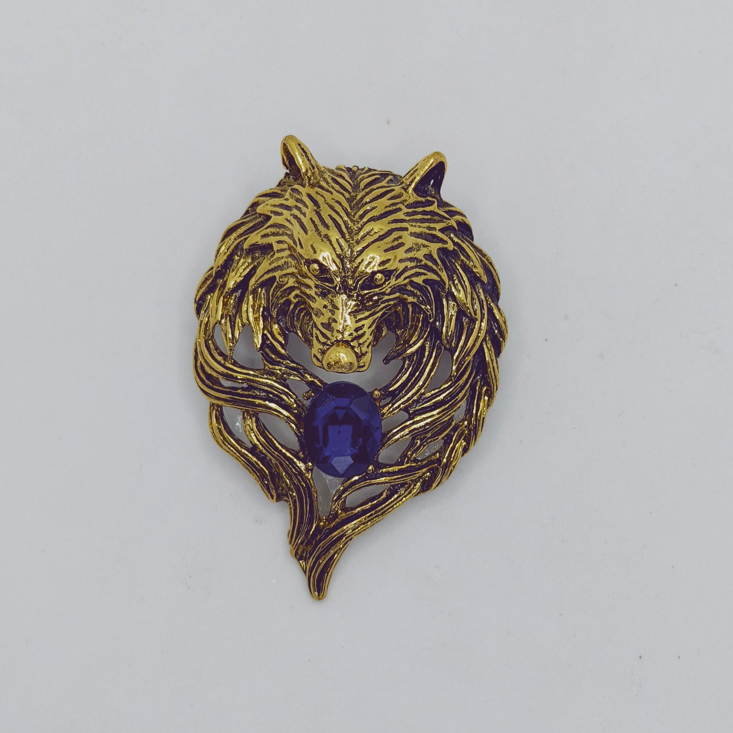 Antique Retro Wolf Cyrstal Brooch
