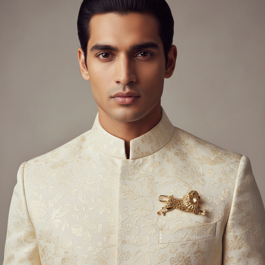 Gold Tone Lion Brooch